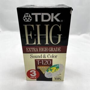 TDK EHG T-120 Sealed 3 Pack VHS Tape New Sealed